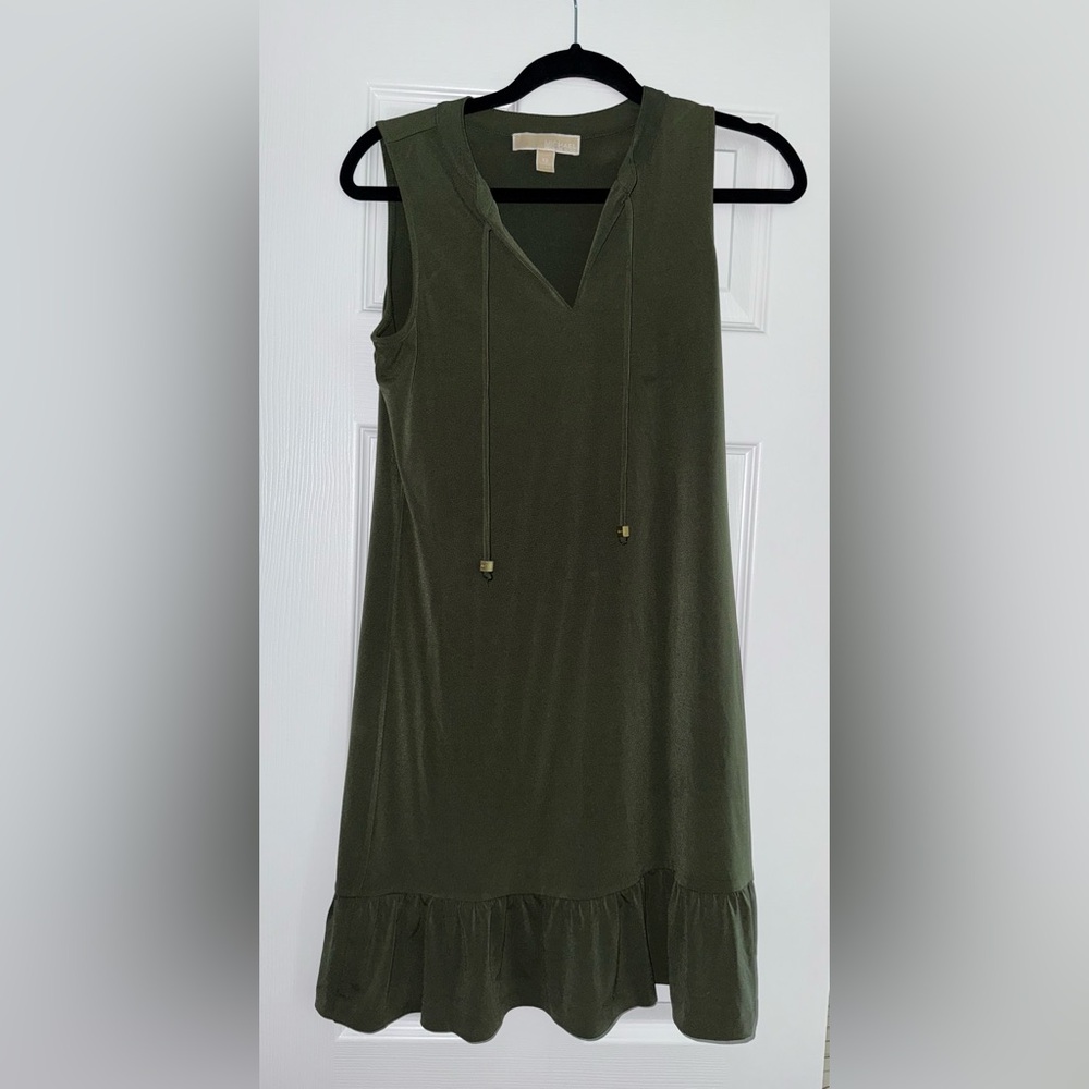 Michael Kors Olive Green V-Neck Dress